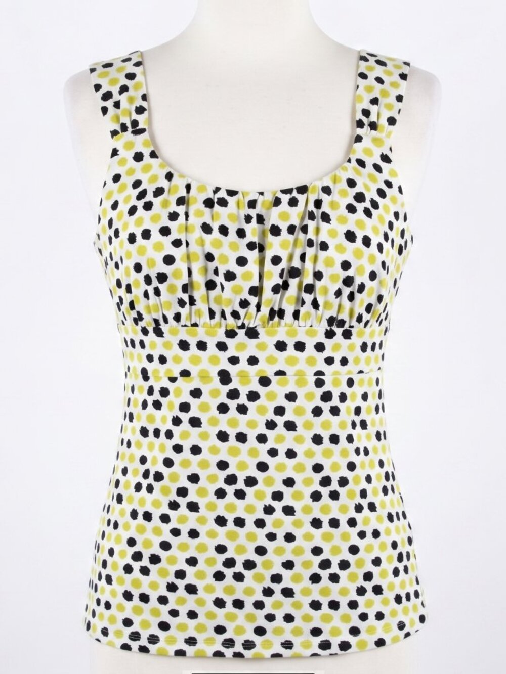 Ann Taylor Blouse Small Women's Casual Summer Polka Dot yellow black Top
